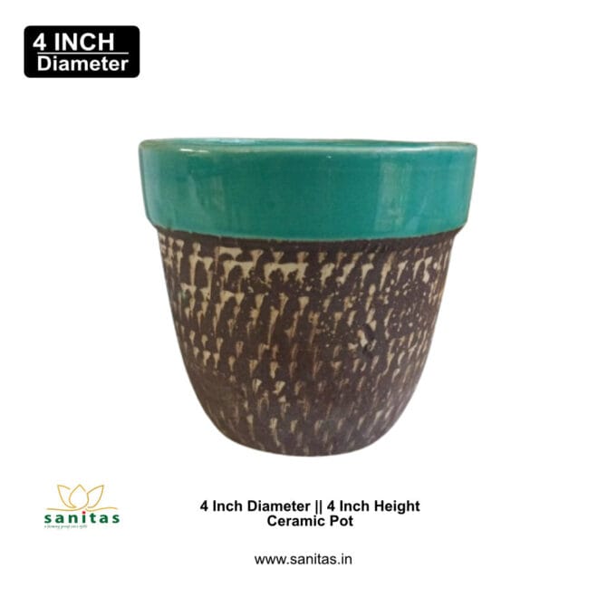 Ceramic Pots 4 Inch With Texture || Multi Colour - Image 2