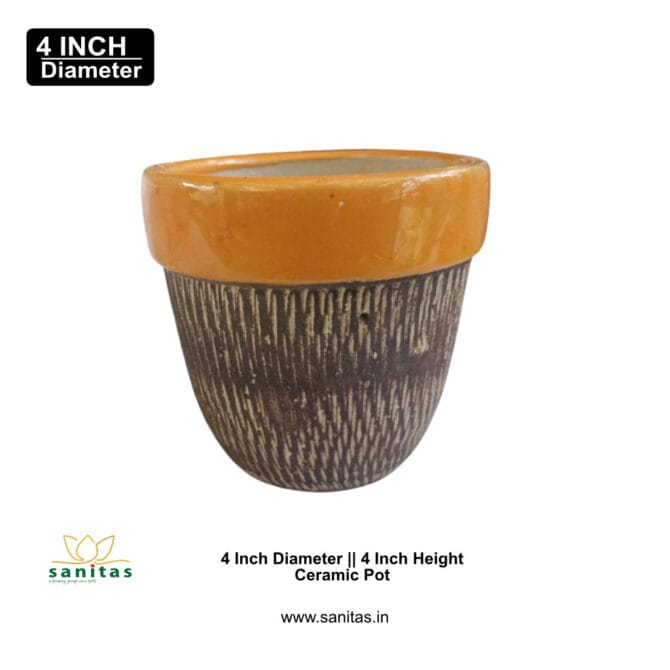 Ceramic Pots 4 Inch With Texture || Multi Colour - Image 3