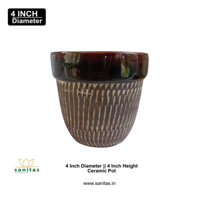 Ceramic Pots 4 Inch With Texture || Multi Colour - Image 4