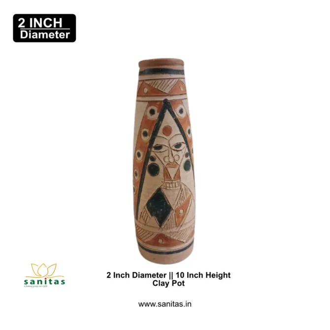 Terracotta Designer long Pot 2 Inch * 10 Inch Height - Image 2