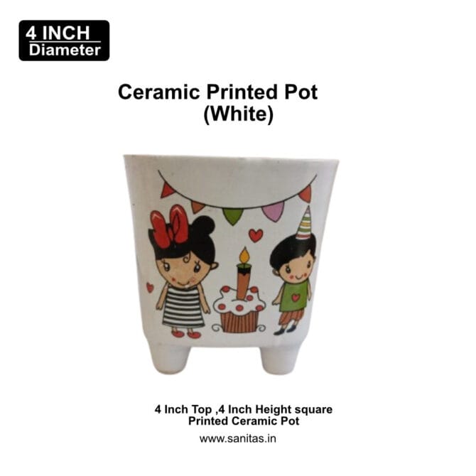 Ceramic Pots 4 Inch Printed Pot || Led || CERA CHOKER TANG PLANTER 4.5 X4 -3060 - Image 2